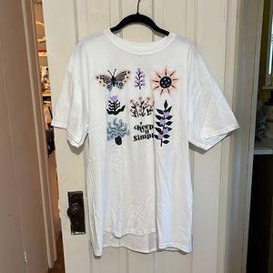 Brand New White Floral Keep It Simple Tee